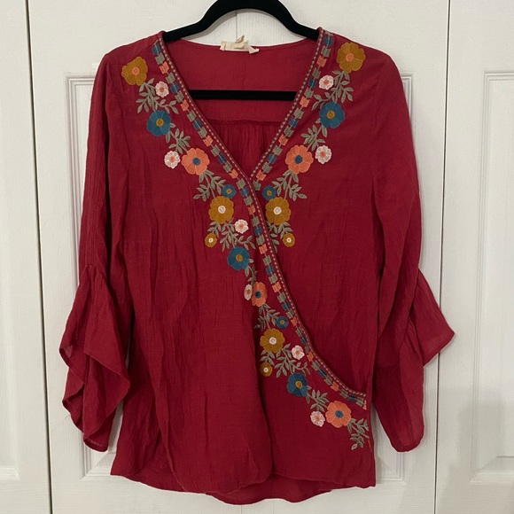 ENTRO Embroidered Boho Fall Top M - Picture 2 of 9